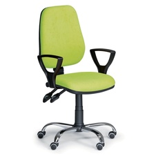 Kancelářská židle COMFORT s područkami a chromovým křížem, zelená