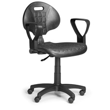 Pracovní židle PUR s područkami, permanentní kontakt, měkká kolečka