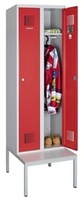 Šatní skříň kovová s lavicí