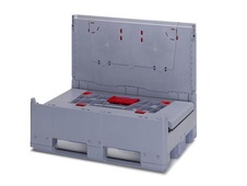 Paletový přepravní box skládací, plný KLK 1208 s ližinami