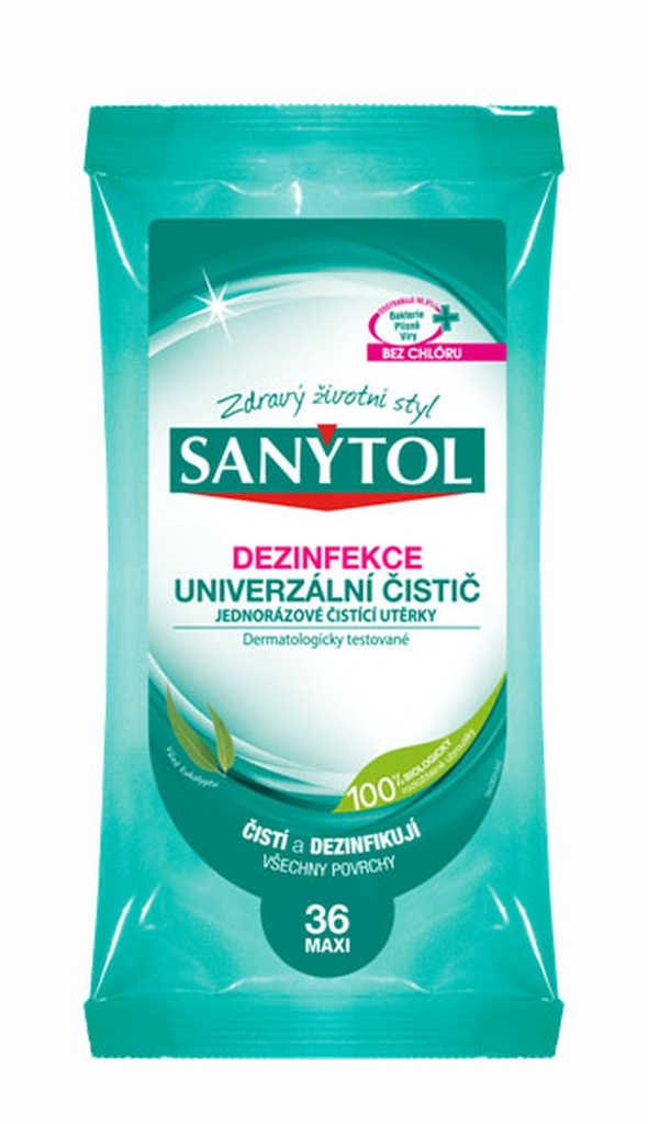 SANYTOL - dezinfekční univerzální čistič, utěrky 36 ks