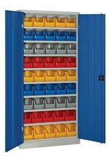 Skříň s plastovými boxy 1800x800x380, modré dveře
