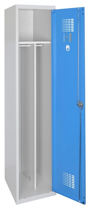 Šatní skříň 1800x400x500 s mezistěnou, modré dveře