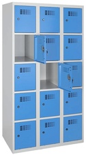 Šatní skříň s 15-boxy, modrá