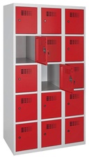 Šatní skříň s 15-boxy, červená