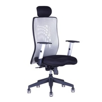 Kancelářská židle CALYPSO XL, pevný podhlavník, šedá – výborná stabilita, ergonomie sezení