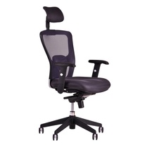 Kancelářská židle DIKE s podhlavníkem, černá – ergonomie sezení, výškově stavitelný sedák