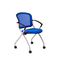 Jednací židle Metis na kolečkách, modrá – synchronní mechanismus, ergonomie sezení