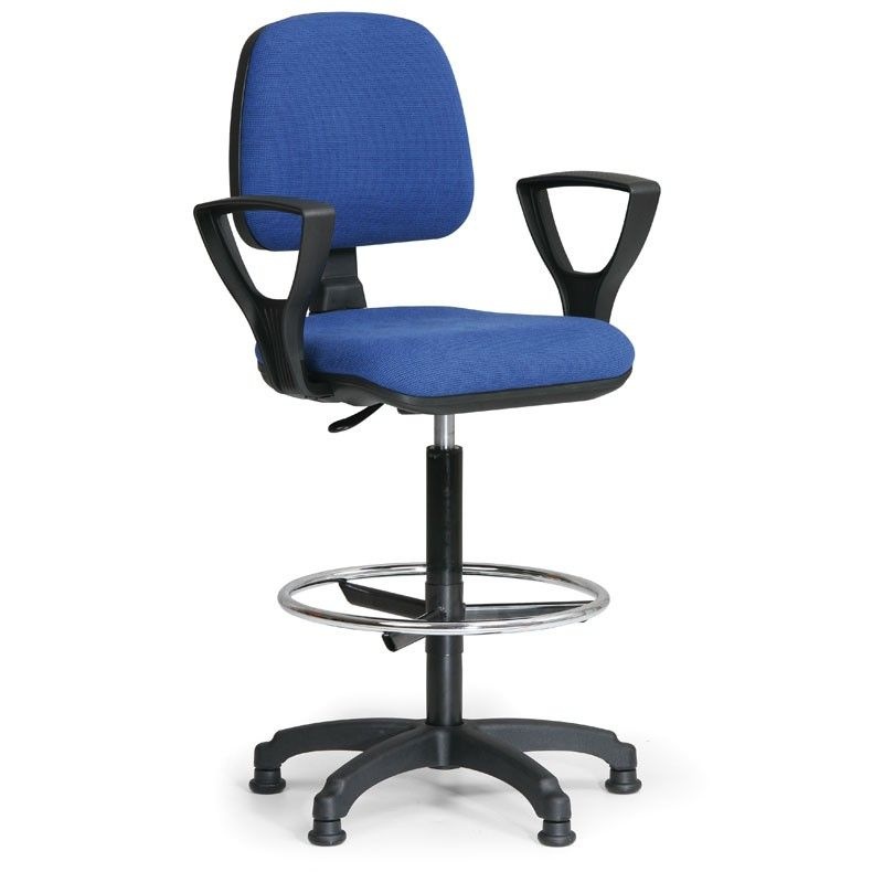 Kancelářská židle MILANO s opěrným kruhem a područkami, modrá