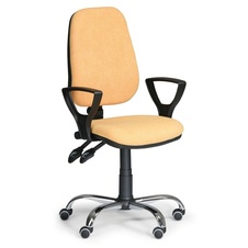 Kancelářská židle COMFORT s područkami a chromovým křížem, žlutá