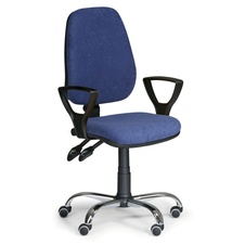 Kancelářská židle COMFORT s područkami a chromovým křížem, modrá