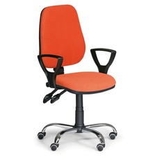 Kancelářská židle COMFORT s područkami a chromovým křížem, oranžová