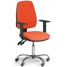 Židle ALEX, nastavitelné područky a chromovaný kříž, oranžová