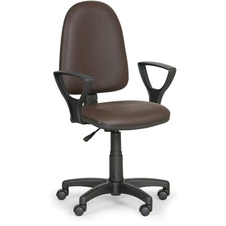 Pracovní židle Torino s područkami, hnědá koženka