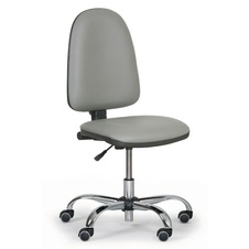 Pracovní židle Torino bez područek, chromovaný kříž, šedá koženka