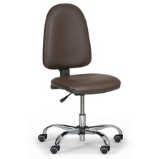 Pracovní židle Torino bez područek, chromovaný kříž, hnědá koženka