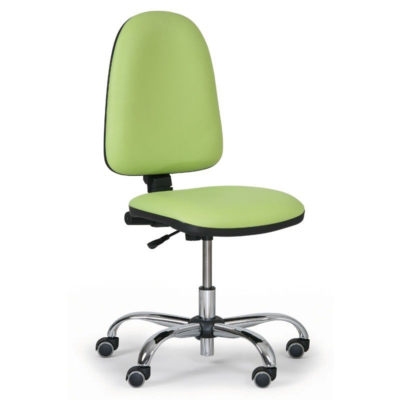 Pracovní židle Torino bez područek, chromovaný kříž, zelená koženka
