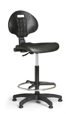 Pracovní židle PUR s opěrným kruhem, permanentní kontakt, kluzáky