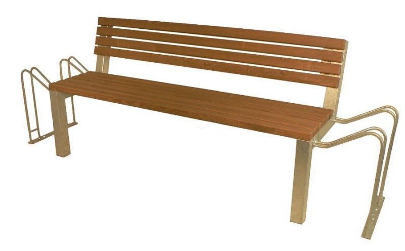 Venkovní lavička Cyklostezka 1500 mm včetně stojanu pro 4 kola, k zabetonování