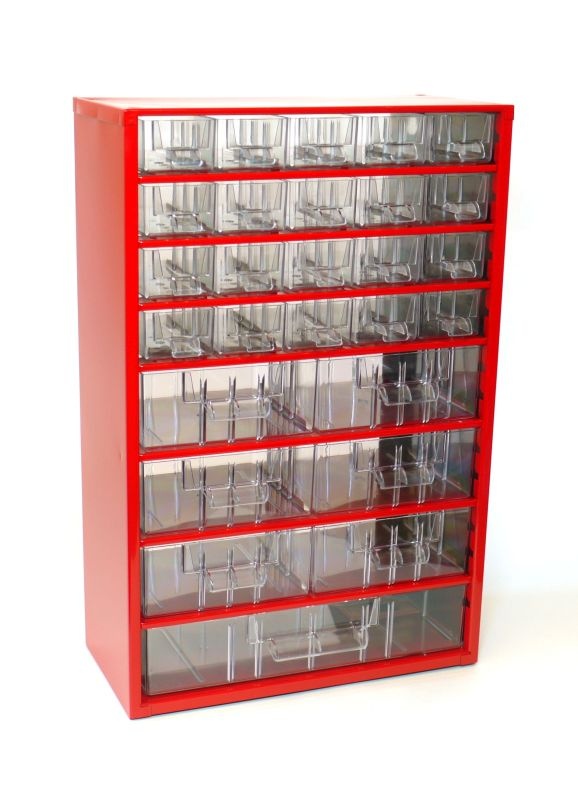 Závěsná skříňka MEDIUM 20xA, 6xB, 1xC, červená