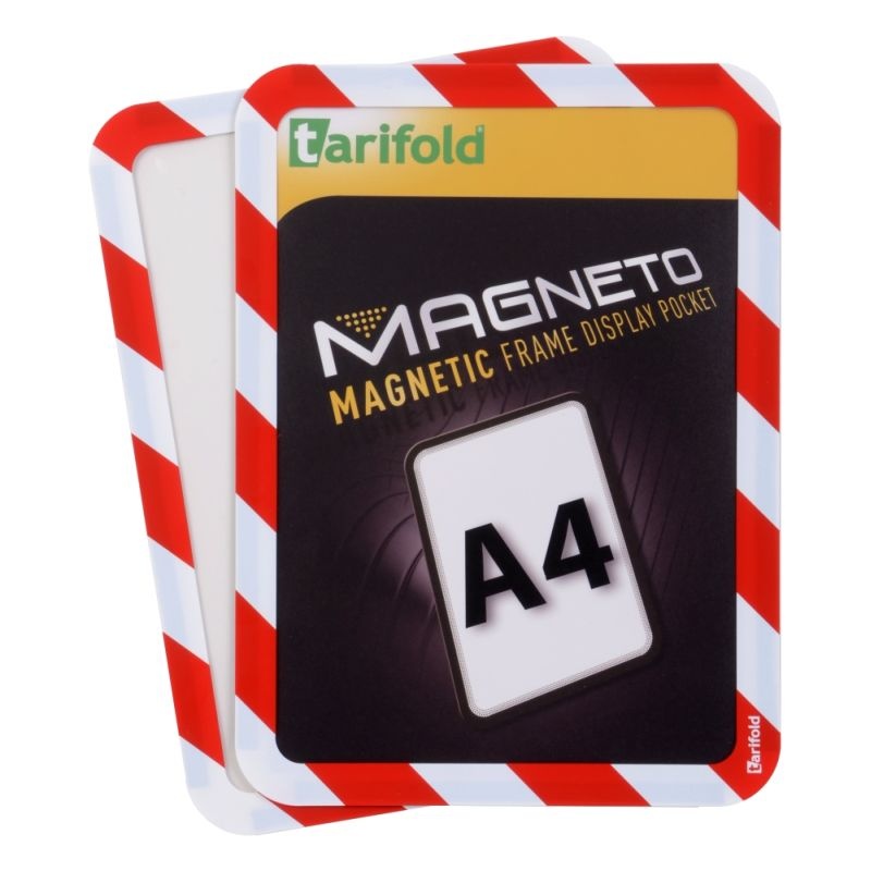 Bezpečnostní magnetický rámeček Magneto A4, červeno-bílý - 2 ks