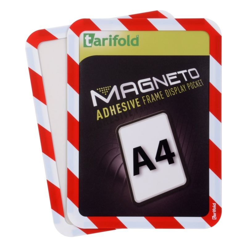Bezpečnostní samolepící rámeček Magneto A4, červeno-bílý, 2 ks