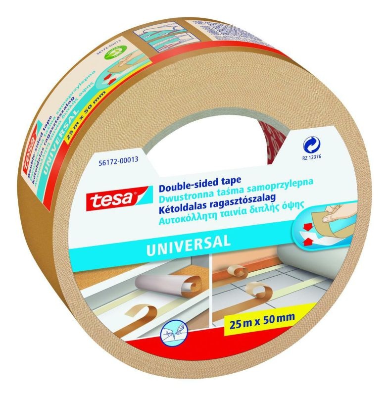 Ooustranná kobercová páska TESA universal, 25 m x 50 mm, transparentní