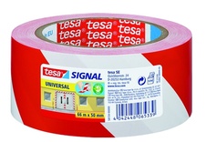 Značkovací páska TESA pro dočasné značení 66 m x 50 mm, červeno-bílá