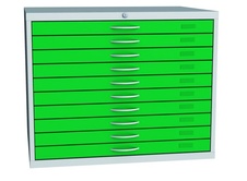 Výkresová skříň A1, 10 zásuvek, zelená