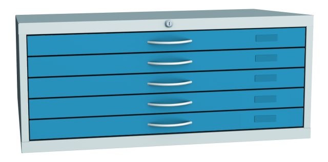 Výkresová skříň A1, 5 zásuvek, modrá