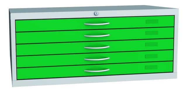 Výkresová skříň A1, 5 zásuvek, zelená