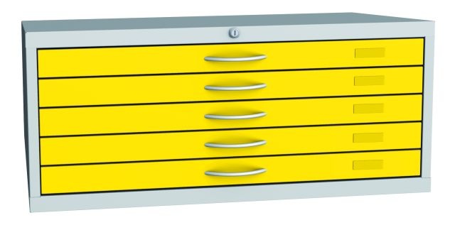 Výkresová skříň A1, 5 zásuvek, žlutá