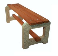 Parková lavička bez opěradla 1500 mm, betonové nohy-vymývaný beton