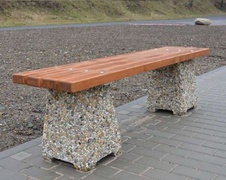 Parková lavička bez opěradla 1500 mm, betonové nohy - oblázek