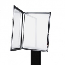Volně stojící MENU vitrína 4 x A4 s LED osvětlením, černá