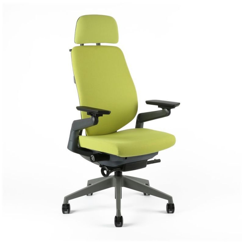 Kancelářská čalouněná židle Karme, s podhlavníkem, zelená