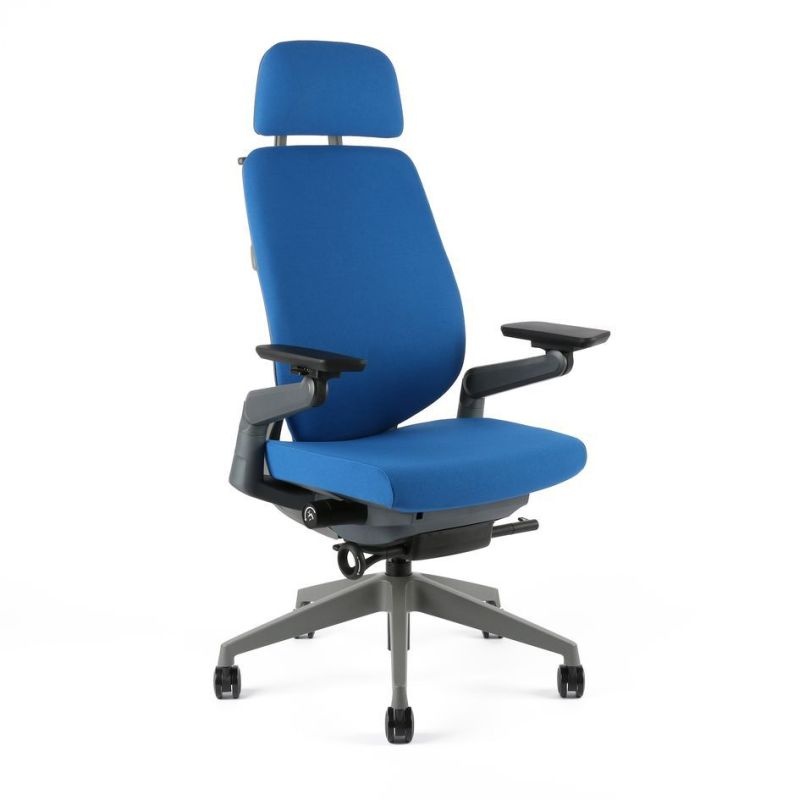 Kancelářská čalouněná židle Karme, s podhlavníkem, modrá