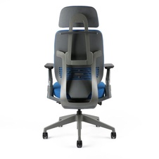 Kancelářská čalouněná židle Karme, s podhlavníkem, modrá