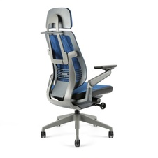 Kancelářská židle Karme MESH, s podhlavníkem, modrá žíhaná - 2