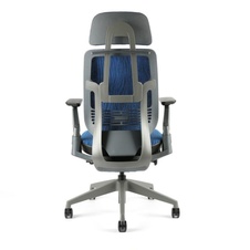 Kancelářská židle Karme MESH, s podhlavníkem, modrá žíhaná - 3