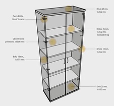 HOBIS kancelářská policová skříň - SZ 5 80 00, zámek Huwill, třešeň