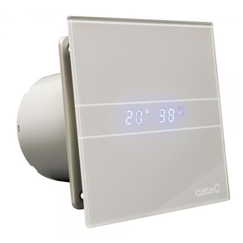Designový axiální ventilátor CATA e100 GSTH LED display, doběhový časovač, stříbrný