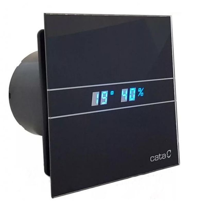 Designový axiální ventilátor CATA e100 GBTH LED display, doběhový časovač, černý