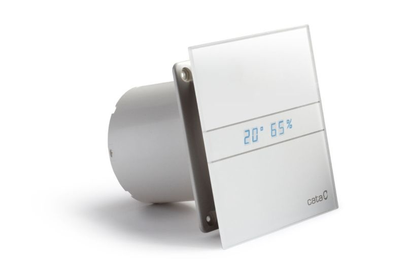 Designový axiální ventilátor CATA e150 GTH LED display, doběhový časovač, bílý