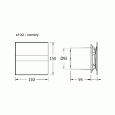 Designový axiální ventilátor CATA e100 GL, LED světlo s regulací jasu, doběhový časovač