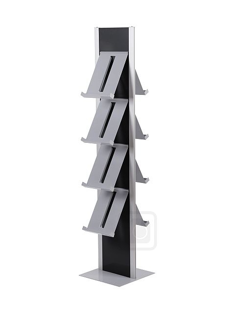 Stojan na letáky Totem oboustranný černý, hliníkové kapsy A4