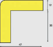 Výstražný polyuretanový čtvercový profil na roh - 1m, hrana 47 mm