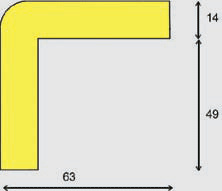 Výstražný polyuretanový čtvercový profil na roh - 1m, hrana 63 mm