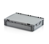 Plastová Euro přepravka 600x400x120 mm s víkem, plný úchyt