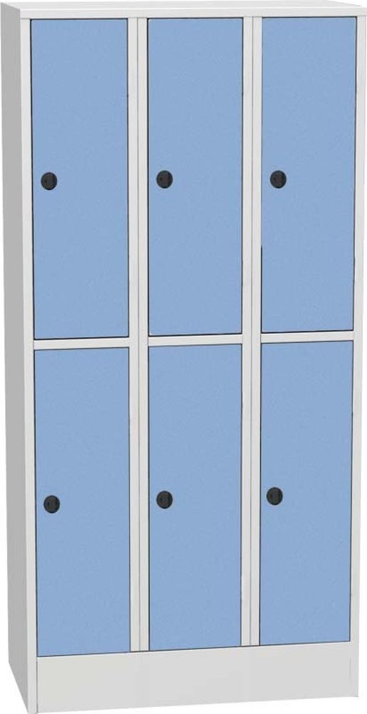 Šatní skříň s boxy SHS 33 AH, dveře HPL, modrá